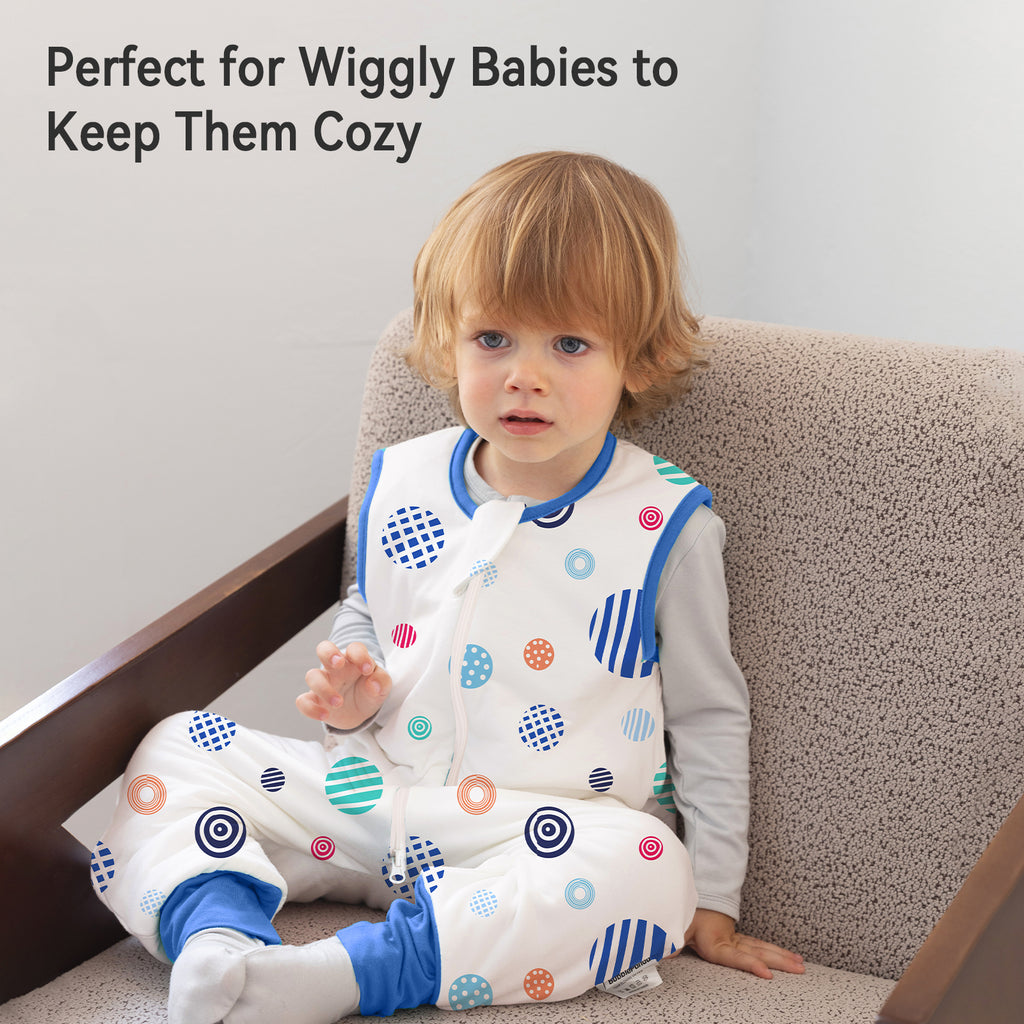 WarmWrap 3 Pack-0.5 Tog Lightweight Summer Toddler Sleep Sack with Feet 100% Cotton Breathable Sleep Sack with Legs 2-Way Zipper Wearable Blanket（Rainbow&dots&green）
