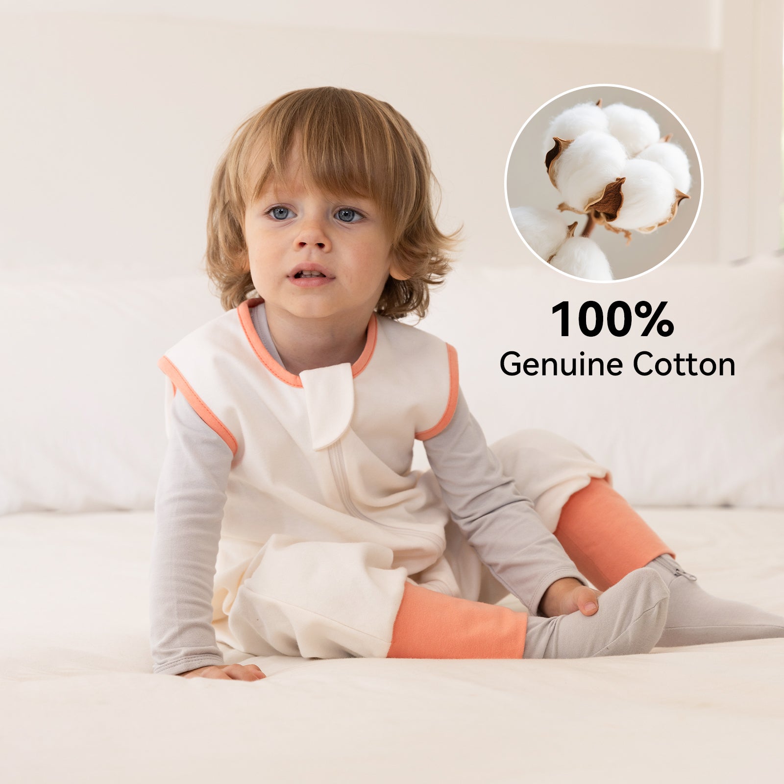 WarmWrap 3 Pack-0.5 Tog Lightweight Summer Toddler Sleep Sack with Feet 100% Cotton Breathable Sleep Sack with Legs 2-Way Zipper Wearable Blanket（Daisy&rainbow&cream）
