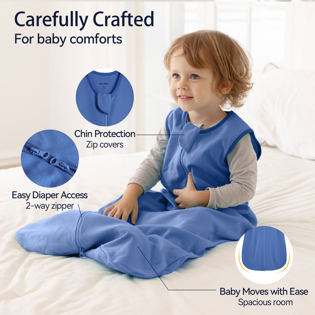WarmWrap 3 Pack-Lightweight Baby Sleep Sack 100% Cotton Breathable Unisex Sleeping Bag 2-Way Zipper Baby Wearable Blanket 0.5 Tog（Dinos&cars&blue）