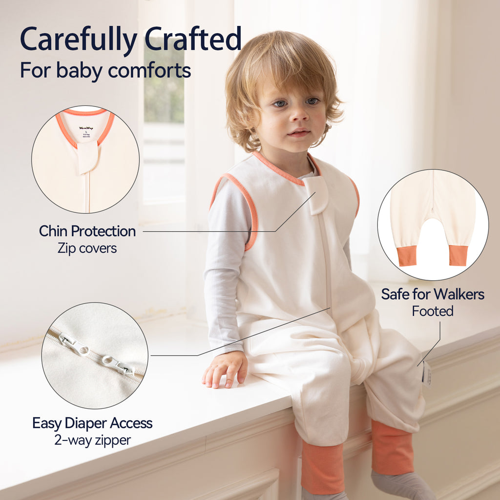 WarmWrap 3 Pack-0.5 Tog Lightweight Summer Toddler Sleep Sack with Feet 100% Cotton Breathable Sleep Sack with Legs 2-Way Zipper Wearable Blanket（Straberry&cherry&cream）