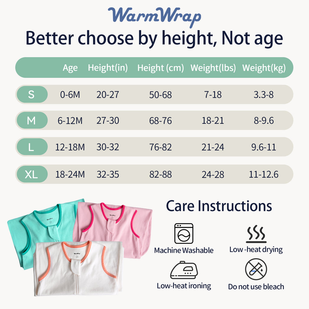 WarmWrap 3 Pack-Lightweight Baby Sleep Sack 100% Cotton Breathable Unisex Sleeping Bag 2-Way Zipper Baby Wearable Blanket 0.5 Tog（Pink&green&cream）