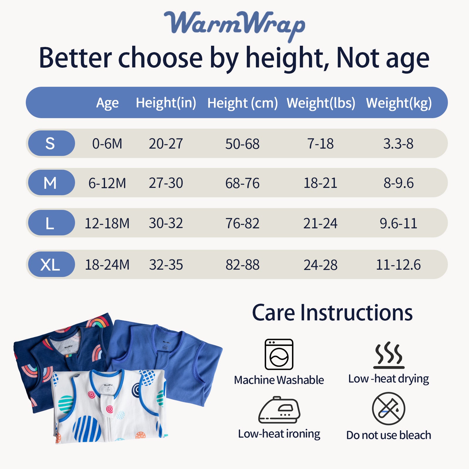 WarmWrap 3 Pack-Lightweight Baby Sleep Sack 100% Cotton Breathable Unisex Sleeping Bag 2-Way Zipper Baby Wearable Blanket 0.5 Tog（Rainbow&dots&blue）
