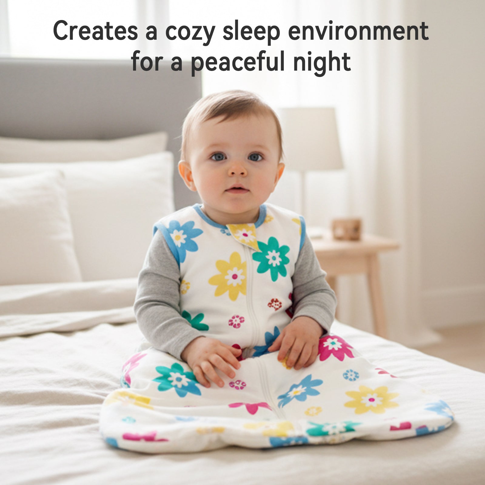 WarmWrap 3 Pack-Lightweight Baby Sleep Sack 100% Cotton Breathable Unisex Sleeping Bag 2-Way Zipper Baby Wearable Blanket 0.5 Tog（Daisy&rainbow&cream）