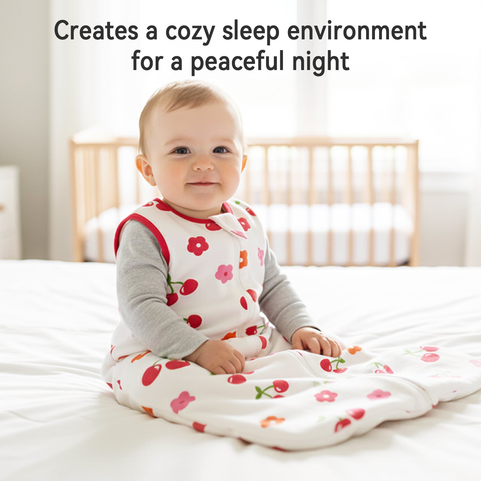 WarmWrap 2 Pack-1.0 Tog All-season-use Baby Sleep Sack 100% Cotton Soft Breathable Sleeping Bag 2-Way Zipper Wearable Blanket（Cherry&pink）